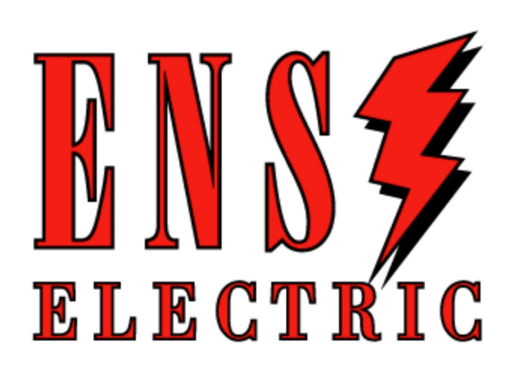 ENS Electric logo in red block lettering with a lightning bolt, marking a trusted electrical contractor in West Michigan.
